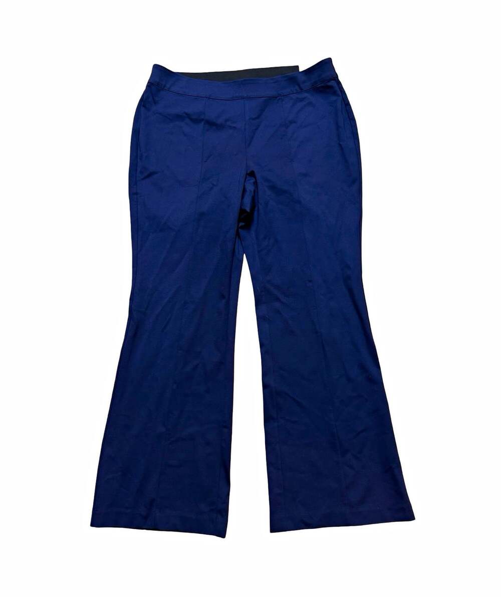 Ponte Flare Pants Womens 18 Navy Solid High Rise Stretch Regular